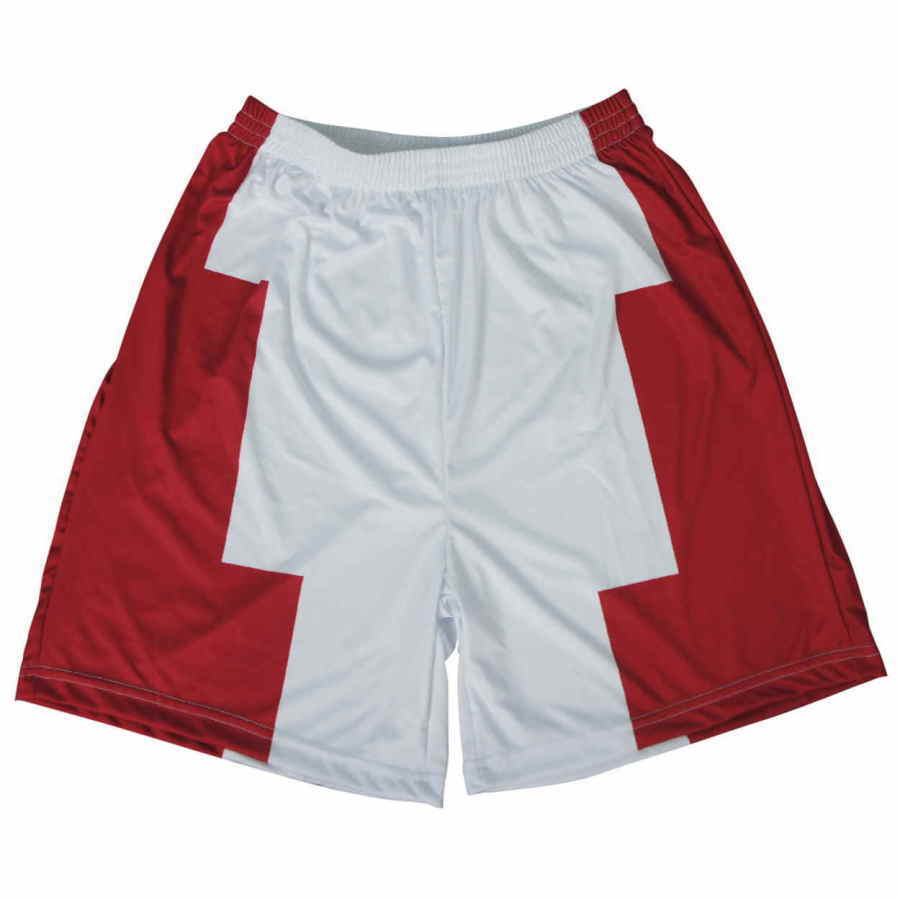 กางเกงฟุตบอลพิมพ์ลายสีขาวแถบสีแดง