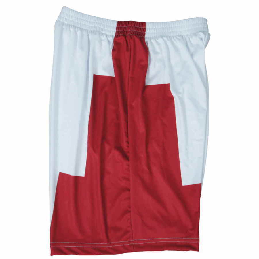 กางเกงฟุตบอลพิมพ์ลายสีขาวแถบสี่เหลี่ยมสีแดง