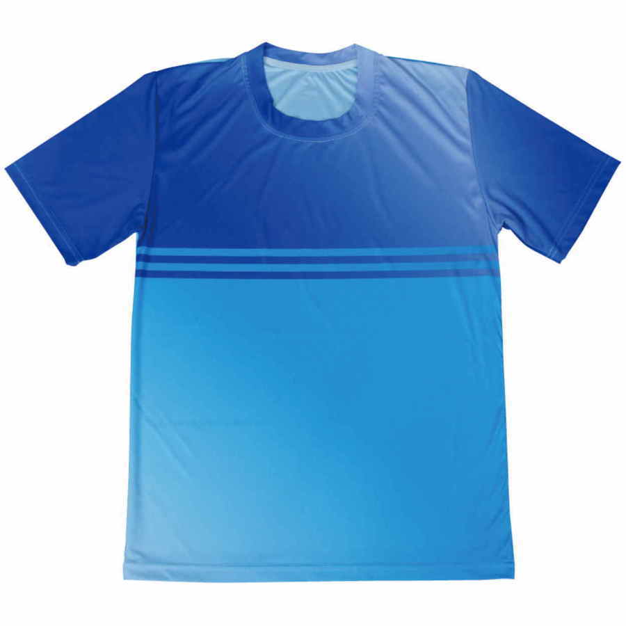 เสื้อฟุตบอลพิมพ์ลาย 2ท่อน ท่อนบนสีน้ำเงินเข้ม ท่อนล่างสีฟ้า