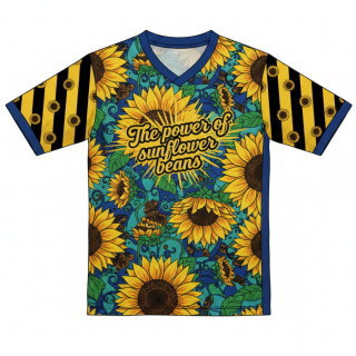 เสื้อพิมพ์ลายดอกทานตะวัน ด้านหน้า The power of sunflower beans