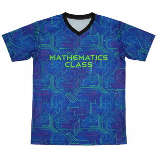 เสื้อห้องเรียนคณิตศาสตร์ Mathematics Class พิมพ์ลายซับลิเมชั่นสีน้ำเงิน ลายแผงวงจร ผลิตโดย
