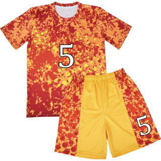 เสื้อวอลเลย์บอลพิมพ์ลาย Full Sublimation ด้านหลังเบอร์ 5 ขนาดใหญ่ เนื้อผ้าไมโครโพลีเอสเตอร์