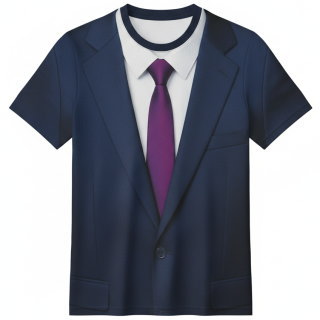 เสื้อยืดลายสูทสีกรมท่า เนคไทม่วง พิมพ์ลาย 3D เสมือนจริง สำหรับงานปาร์ตี้หรือกิจกรรมตลก