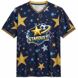 เสื้อฟุตบอลลายดวงดาวสีน้ำเงินทอง STARDUST ดีไซน์พรีเมียม