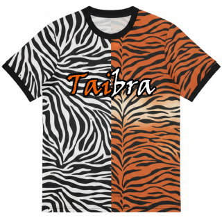 เสื้อฟุตบอลสั่งทำลายเสือและลายม้าลาย ด้านหลัง พร้อมหมายเลขทีม พิมพ์ซับลิเมชั่น