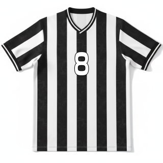 เสื้อฟุตบอลพิมพ์ลายแถวตั้งขาวดำ สไตล์ยูเวนตุส เบอร์ 8