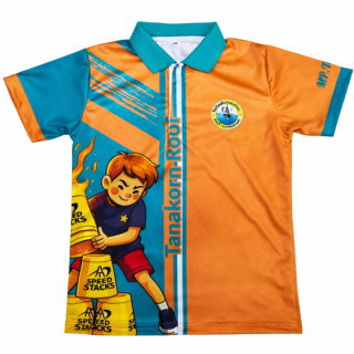 เสื้อโปโลกีฬาสั่งทำ ดีไซน์ทันสมัยสำหรับโรงเรียน เขตมีนบุรี กรุงเทพ ผลิตด้วยผ้าไมโครโพลีเอสเตอร์ พิมพ์ซับลิเมชั่น