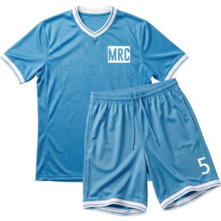 ชุดฟุตบอลครบเซ็ต เสื้อและกางเกง สีฟ้า สำหรับทีมฟุตบอลสั่งทำ