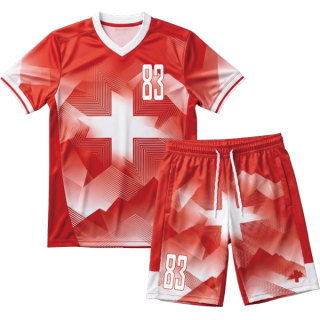 ชุดฟุตบอลเสื้อและกางเกงสีแดงขาวสั่งทำสำหรับทีมฟุตบอล