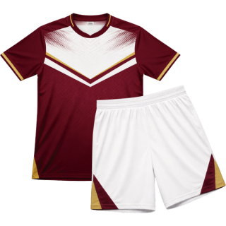 ชุดฟุตบอลเสื้อสีเลือดหมูกางเกงขาว สั่งทำชุดทีมสำหรับลูกค้าจังหวัดระยอง