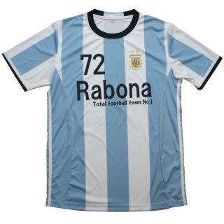 เสื้อบอลพิมพ์ลายลายทางสีฟ้าขาว ดีไซน์ทีมชาติอาร์เจนตินา ด้านหน้า เบอร์ 72