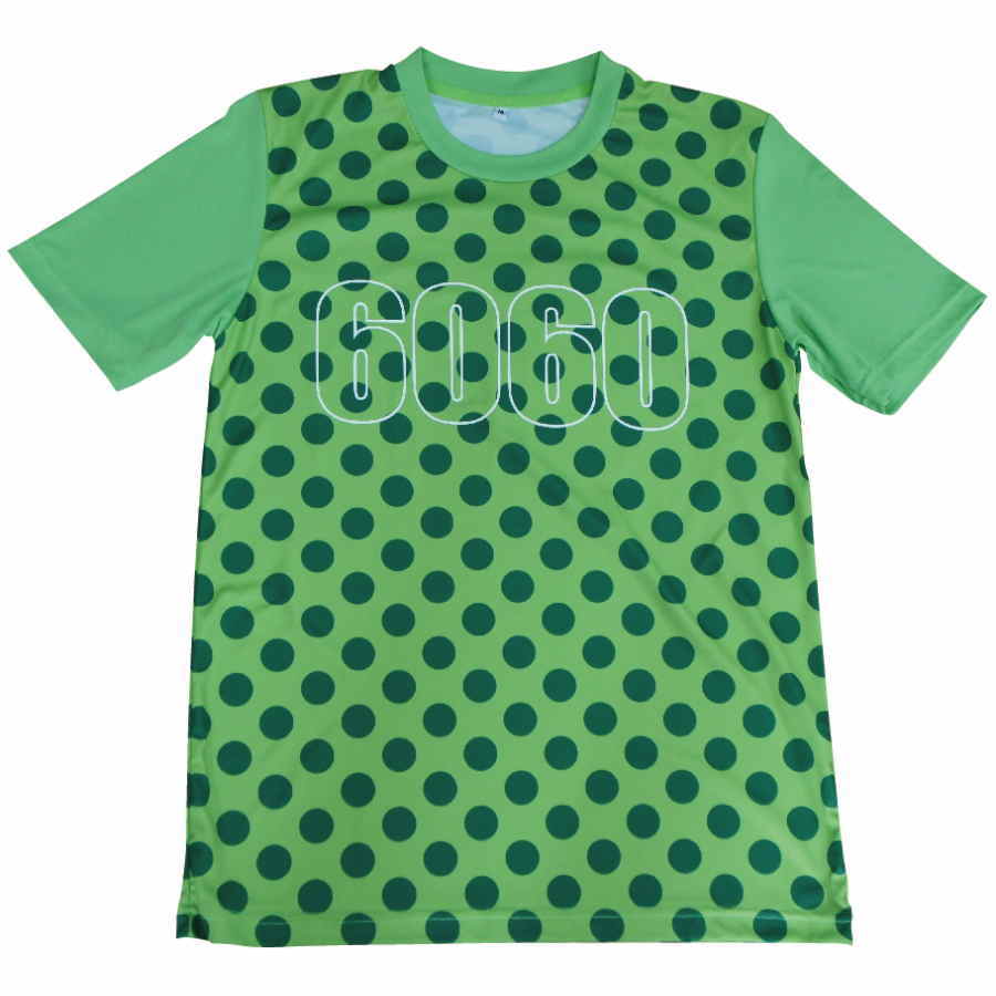 เสื้อฟุตบอลพิมพ์ลายสีเขียวอ่อนลายจุดสีเขียวเข้ม
