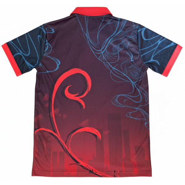 ด้านหลังเสื้อโปโลสีแดง กีฬาสีโรงเรียนมัธยม ผ้า ไมโครโพลีเอสเตอร์