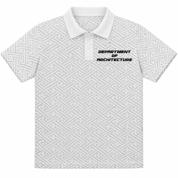 เสื้อโปโลพิมพ์ลายสถาปัตย์ ด้านหน้า ผ้าไมโครโพลีเอสเตอร์ พิมพ์ซับลิเมชัน โดย Sport Mighty