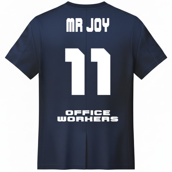 ด้านหลังเสื้อกีฬาพิมพ์ลาย ชื่อทีม Office Workers เบอร์ 11 ผ้าไมโครโพลีเอสเตอร์ สั่งทำพิเศษ