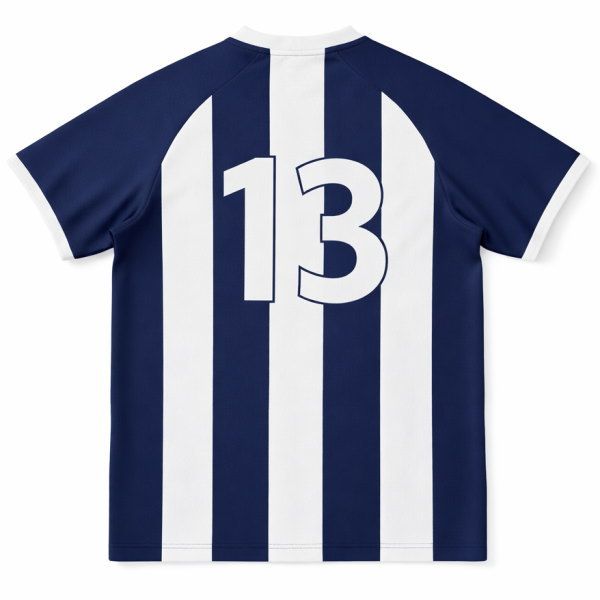 ด้านหลังเสื้อกีฬาพิมพ์ลายเบอร์ 13 ด้วยระบบ Sublimation สีคมชัดไม่ลอก สำหรับทีมจังหวัดราชบุรี