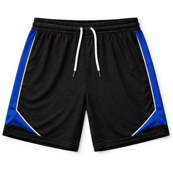 กางเกงฟุตบอลสีดำ แถบสีน้ำเงิน ชุดกีฬาสั่งทำ Sport Mighty