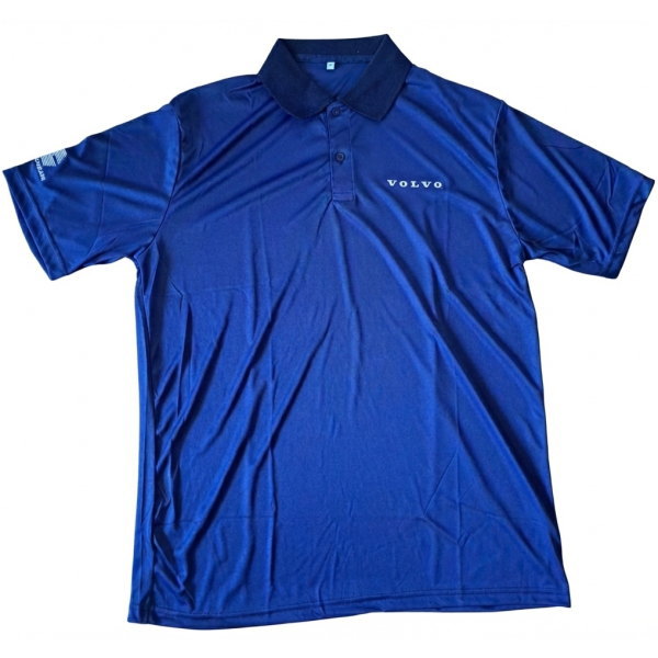 เสื้อโปโลสีน้ำเงินสั่งทำ ปักโลโก้บริษัท สำหรับกิจกรรมส่งเสริมการขาย ผลิต 1000 ตัว ผ้าไมโครโพลีเอสเตอร์ พิมพ์ซับลิเมชั่น โดย Sport Mighty กรุงเทพ ส่งทั่วไทย