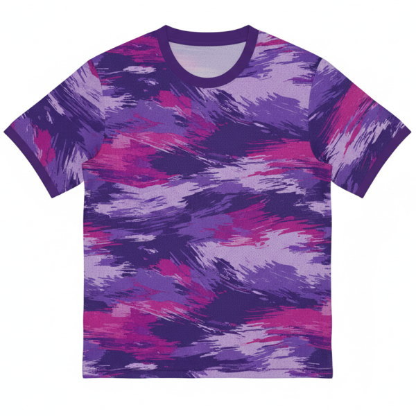 เสื้อกีฬาสั่งทำโทนสีม่วงชมพู ลายแปรงศิลป์ พิมพ์ซับลิเมชั่น สปอร์ตคลับกรุงเทพ Sport Mighty
