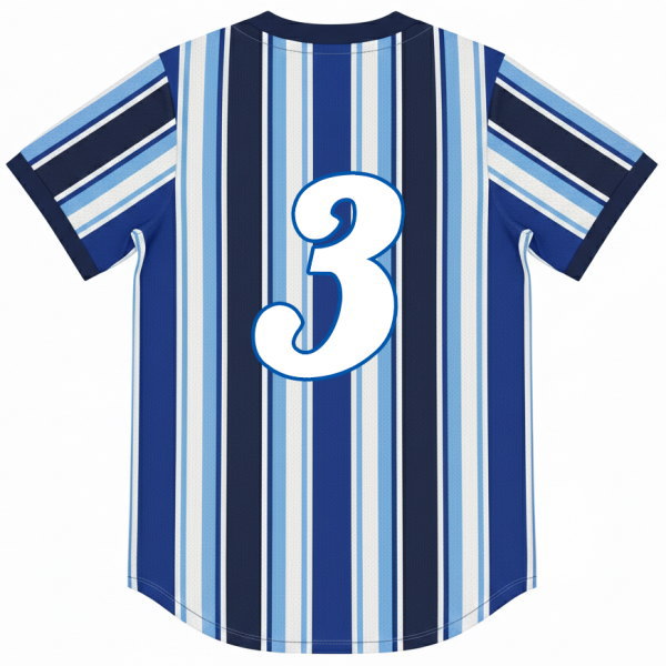 เสื้อฟุตบอลสั่งทำ ด้านหลัง พร้อมหมายเลขผู้เล่น พิมพ์ซับลิเมชั่น สีคมชัด ไม่ลอก เหมาะสำหรับทีมฟุตบอลในประเทศไทย