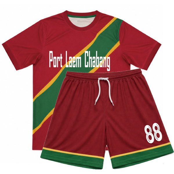 ชุดฟุตบอลสั่งทำครบชุด เสื้อและกางเกง ดีไซน์ทีมชาติโปรตุเกส สำหรับทีมฟุตบอลในประเทศไทย