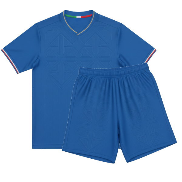 ชุดฟุตบอลเสื้อพร้อมกางเกงสีน้ำเงินเข้ม พิมพ์ลายซับลิเมชั่นสไตล์อิตาลี ชุดกีฬาสำหรับทีมฟุตบอลและงานกีฬาสี