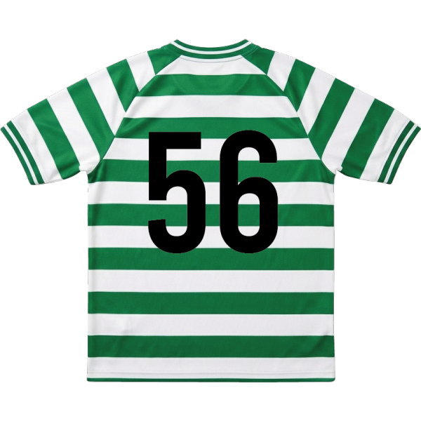 เสื้อฟุตบอลพิมพ์ลายด้านหลัง ลายขวางเขียวขาว ตัวเลขขนาดใหญ่ คมชัด ไม่ลอก