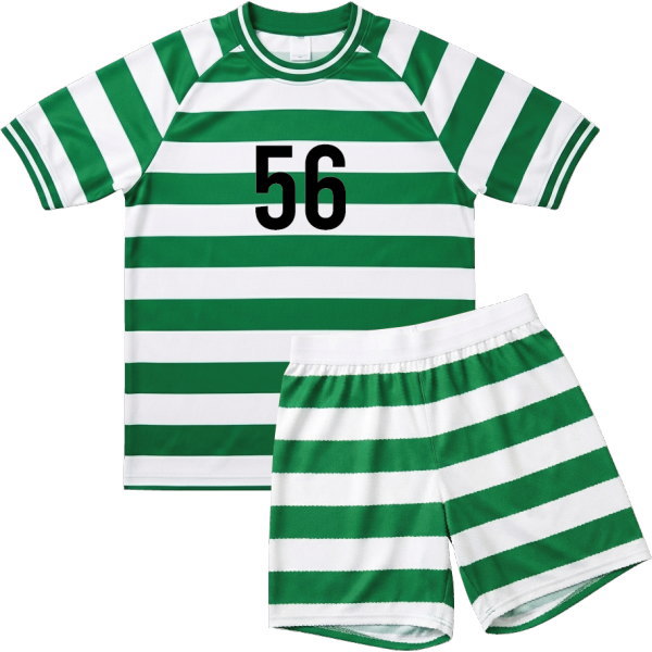 เซ็ตชุดบอลเสื้อคู่กางเกง ลายขวางเขียวขาว งานสั่งทำพิเศษ 72 ชุด สำหรับทีมฟุตบอลและกีฬาสี