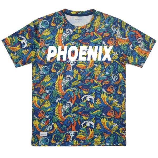 เสื้อฟุตบอลพิมพ์ลายฟีนิกซ์ สีน้ำเงินเหลือง งานซับลิเมชั่น Sport Mighty สำหรับทีมสมุทรปราการ