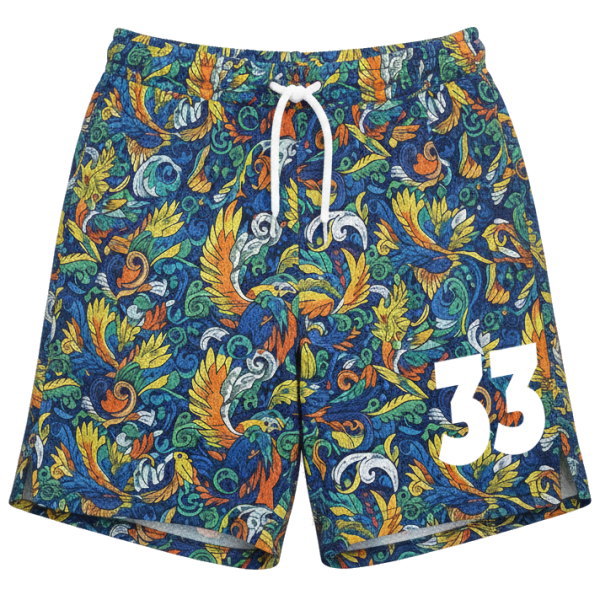 กางเกงฟุตบอลพิมพ์ลายเข้าชุด ลายกราฟิกนกฟีนิกซ์สีสดใส พร้อมเบอร์นักกีฬา