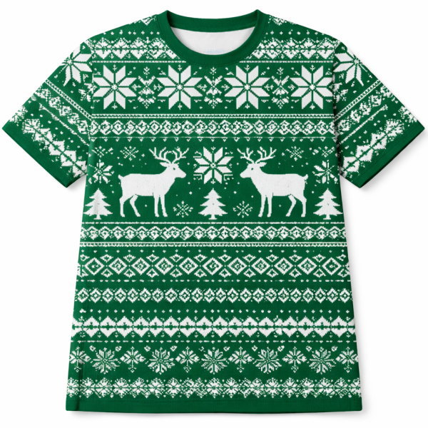 เสื้อฟุตบอลพิมพ์ลาย Sublimation สีเขียวลายกวางเรนเดียร์ พิมพ์ชื่อทีม NNIT ผ้าไมโครโพลีเอสเตอร์ โดย Sport Mighty