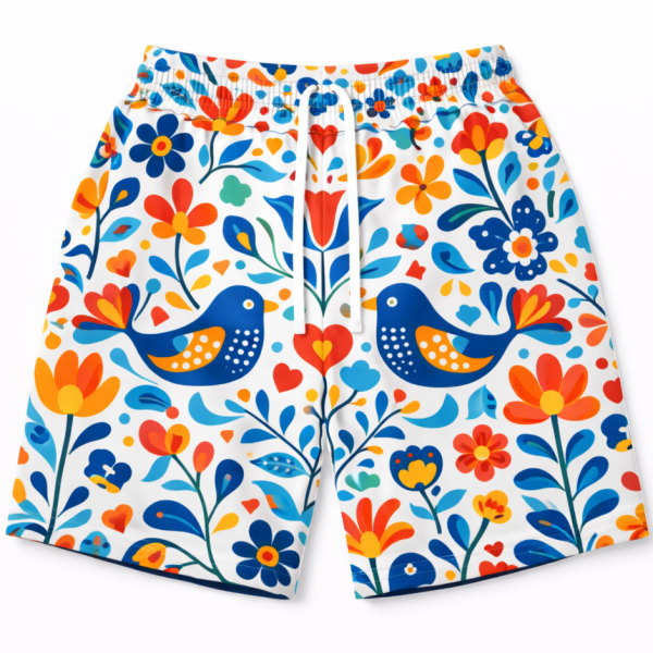 กางเกงกีฬาขาสั้นลายพิมพ์ซับลิเมชั่น ลายพื้นเมืองนอร์ดิก เนื้อผ้าไมโครระบายอากาศดี