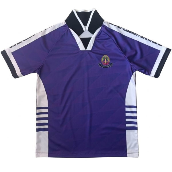 เสื้อกีฬาสีม่วงพรีเมียม คอปกสไตล์สปอร์ต เนื้อผ้าตาข่ายระบายเหงื่อไว เหมาะกับทุกกิจกรรมกีฬา