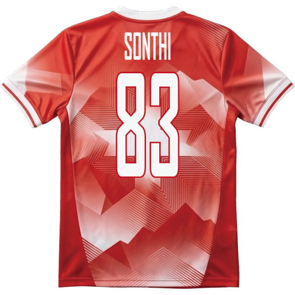 ด้านหลังเสื้อฟุตบอลสั่งทำสีแดงทีมชาติสวิตเซอร์แลนด์ พร้อมพื้นที่หมายเลข