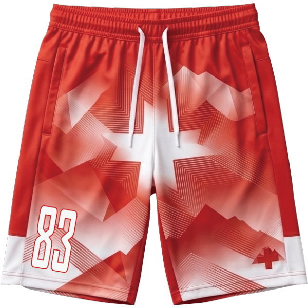 กางเกงฟุตบอลสีแดงชุดทีมสั่งทำ ผ้าไมโครโพลีเอสเตอร์ sublimation