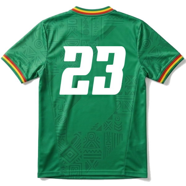 รายละเอียดลายเสื้อฟุตบอลสีเขียว เหลือง แดง แบบ Rastafari สำหรับทีมฟุตบอล