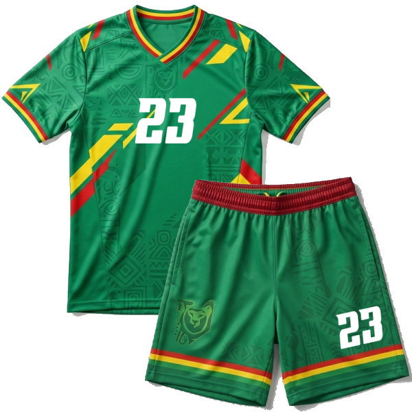 ชุดกีฬา Sublimation ลาย Rastafari ดีไซน์สไตล์ทีมชาติแคเมอรูน