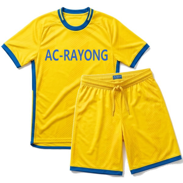 ชุดฟุตบอลครบเซ็ต เสื้อและกางเกง สีเหลืองน้ำเงิน สั่งทำพิเศษ