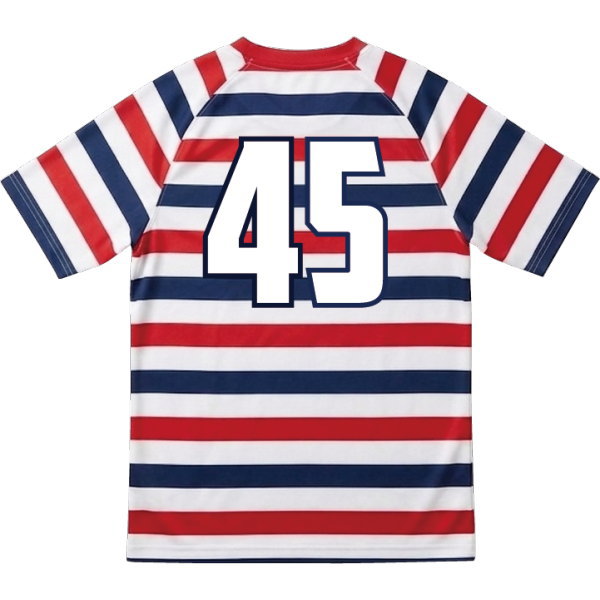 ด้านหลังเสื้อบอลสั่งตัด พิมพ์เบอร์นักกีฬา คมชัด ผ้าไมโครโพลีเอสเตอร์