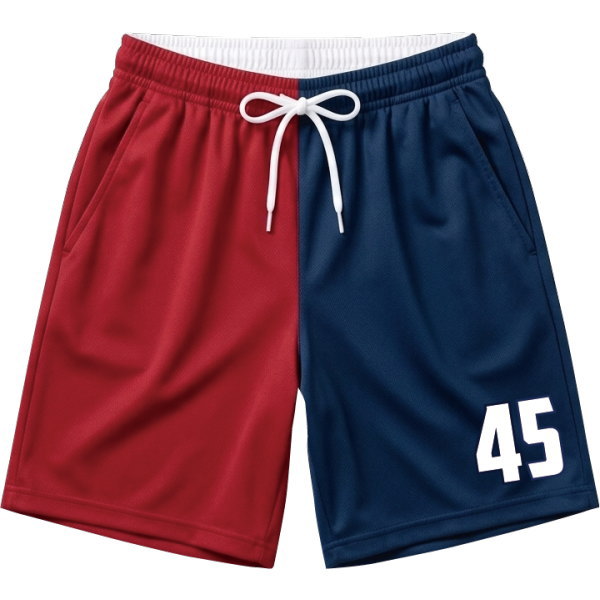 กางเกงฟุตบอลทูโทน สีแดงน้ำเงิน สำหรับทีมฟุตบอลและงานกีฬาสี