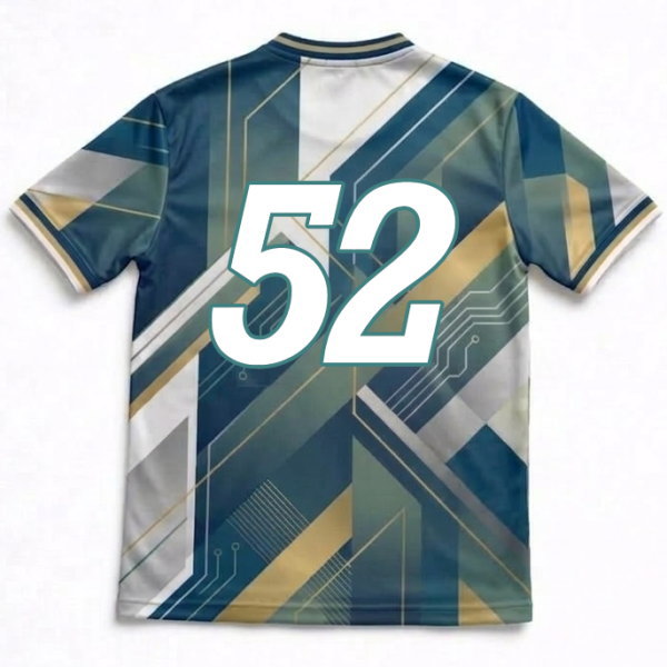 เสื้อฟุตบอลพิมพ์ลายด้านหลัง เบอร์ 52 ดีไซน์ล้ำสมัย เนื้อผ้าไมโครโพลีเอสเตอร์ระบายอากาศดี