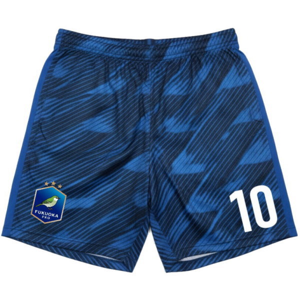 กางเกงฟุตบอลพิมพ์ลายสีน้ำเงินเข้าชุด พร้อมโลโก้ทีมสกรีนคมชัดคุณภาพสูง