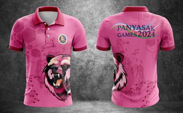 เสื้อกีฬาสีชมพู พิมพ์ลายหมีคำราม Panyasak Games 2024