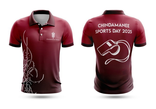 เสื้อโปโลสีเลือดหมู Chindamanee Sports Day 2025 ลายมินิมอล