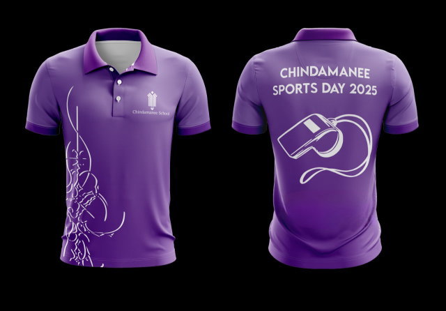 เสื้อโปโลสีม่วง Chindamanee Sports Day 2025 ลายรูป