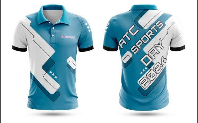 เสื้อกีฬาสีฟ้าครามสดใส ลายกราฟิก ATC Sports Day 2024