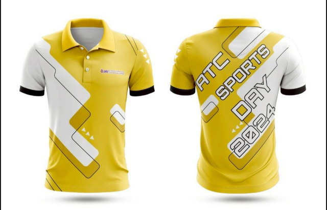 เสื้อทีมกีฬาสี ATC Sports Day 2024 สีเหลืองขาว ดีไซน์แนวสปอร์ตเท่ๆ