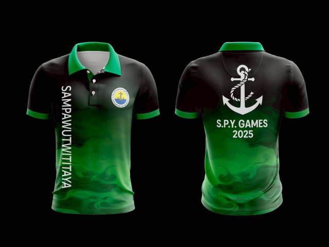 เสื้อโปโลกีฬาสีเขียวดำ ดีไซน์ดุดัน สำหรับทีมกีฬาและงานอีเวนต์