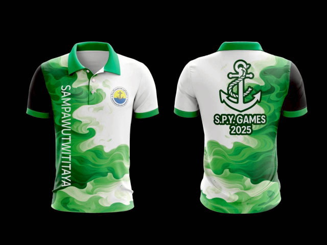 เสื้อกีฬาสีเขียวอ่อนสดใส สำหรับงานกีฬาสีโรงเรียนและบริษัท