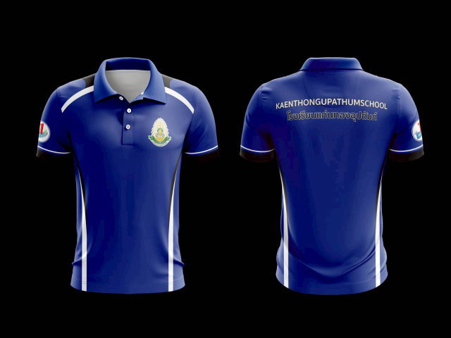 เสื้อทีมสีน้ำเงิน สำหรับงานกีฬาและกิจกรรมองค์กร โรงเรียนแก่นทองอุปถัมภ์